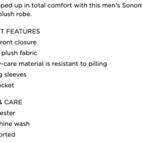 NWT Big & Tall Sonoma Goods For Life Robe Fits 3X-4X 🎉2X Host Pick🎉 - Picture 6 of 6